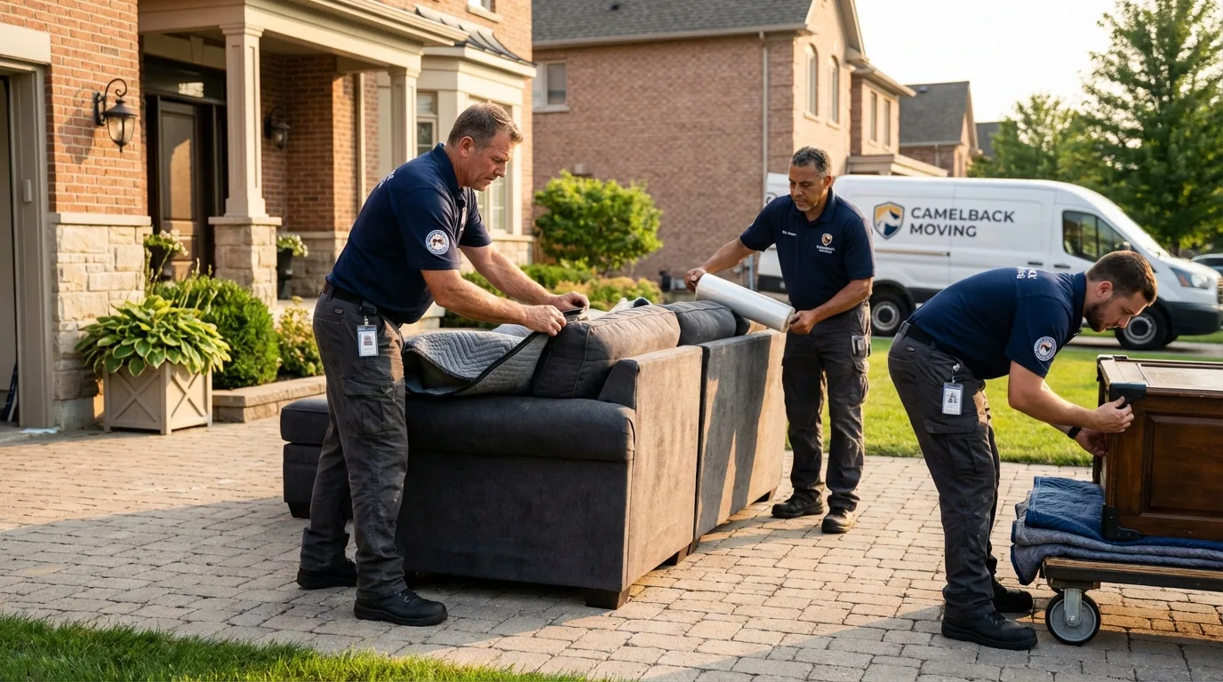 Large estate moving crew wrapping furniture in Veneta, OR